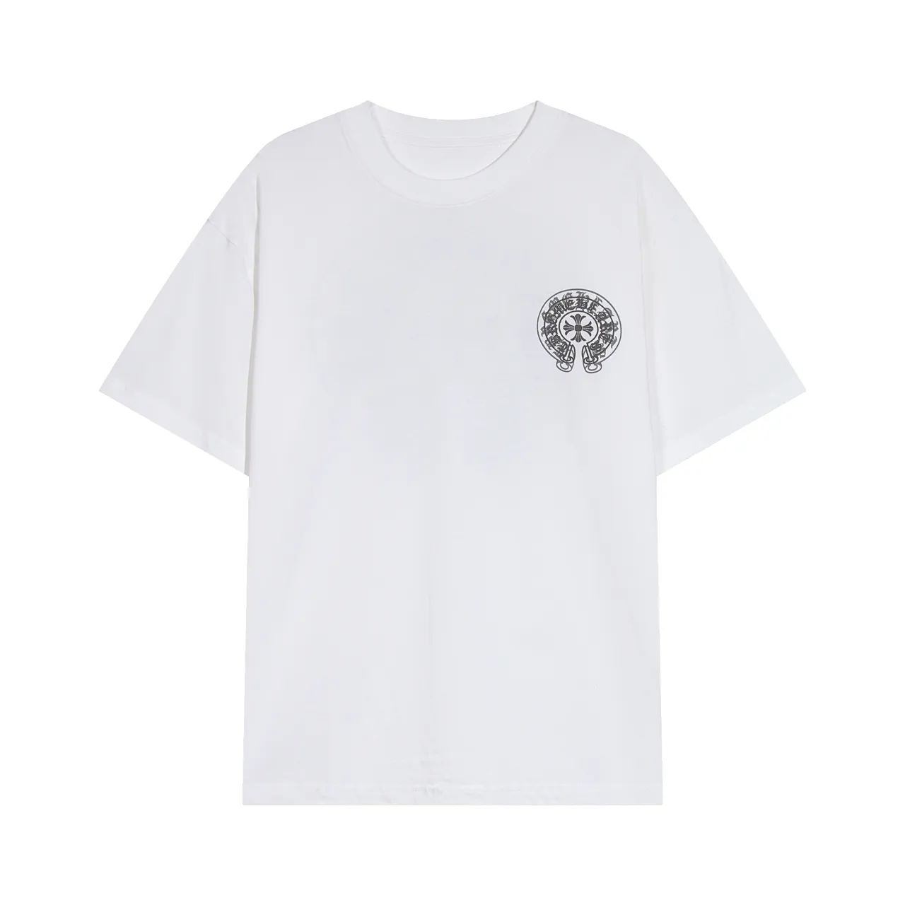 P160 Chrome Hearts Chrome Hearts Horseshoe Foam Printed Short Sleeves Size: SMLXL Color: Black White Gray